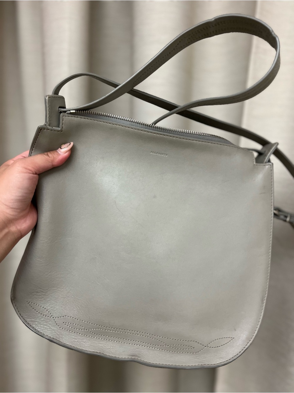 ALL SAINTS Shoulder Bag in Light Gray
